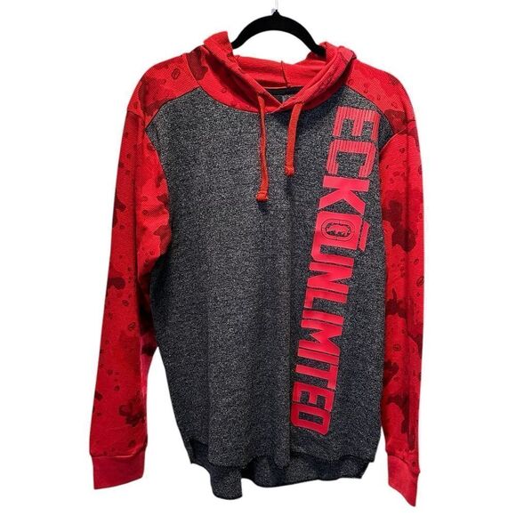 NWT Ecko Unlimited Men's Red and Gray Theal Long Sleeve Hoodie - Size Medium - Picture 1 of 7